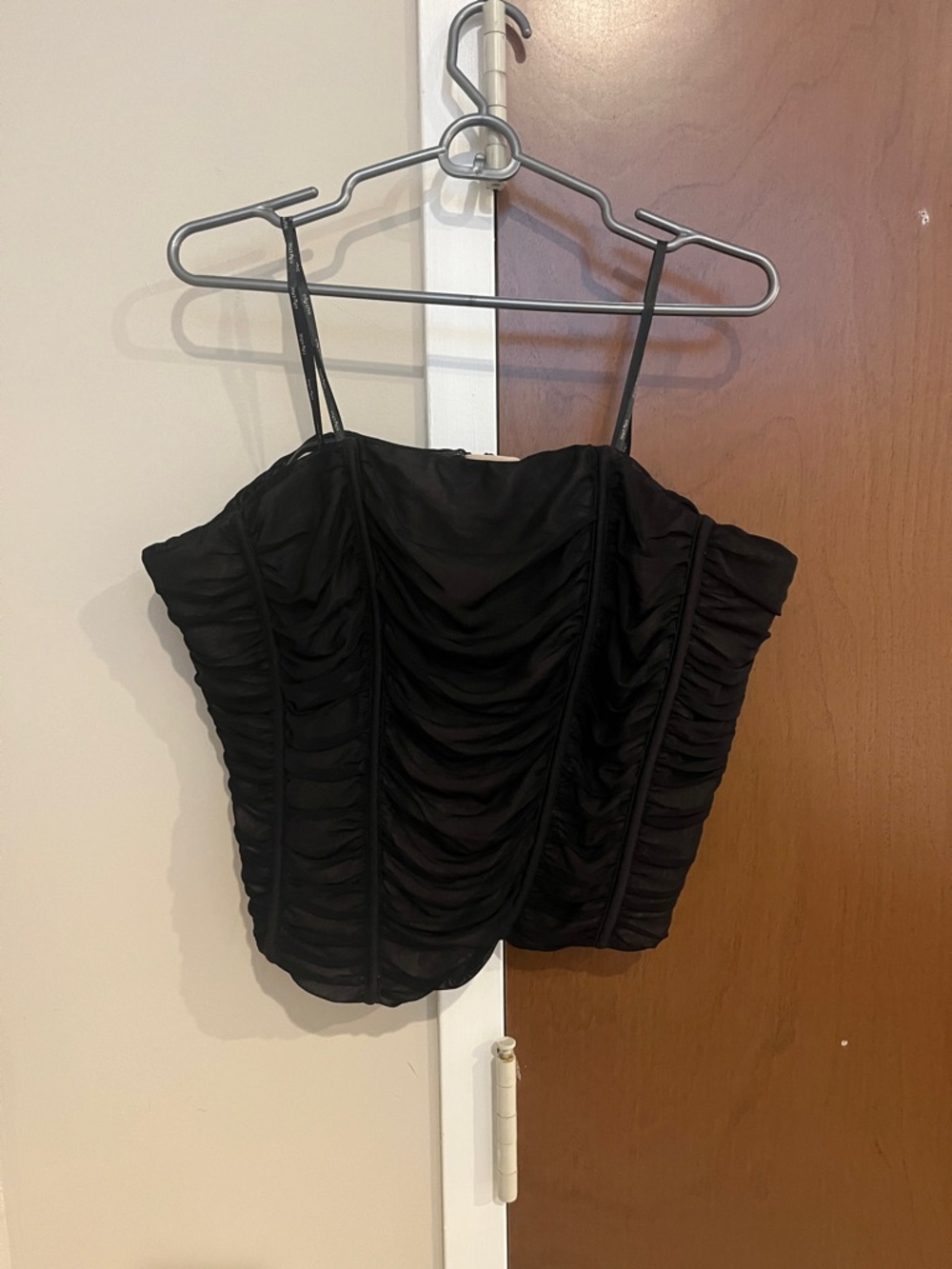 City Chic Black Ruched Corset Cami